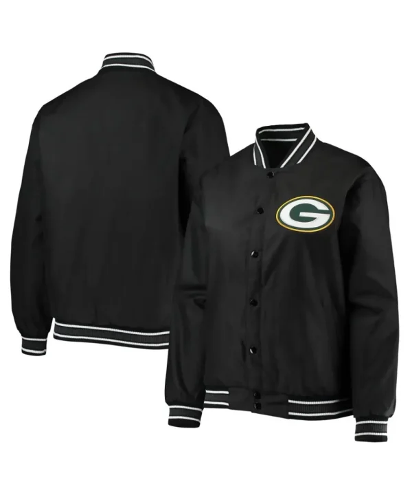 Green Packers Ultimate Black Satin Jacket