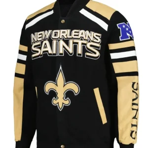 New Orleans Black & Golden Satin Varsity Jacket