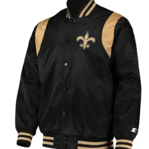 New Orleans Black Satin Varsity Jacket