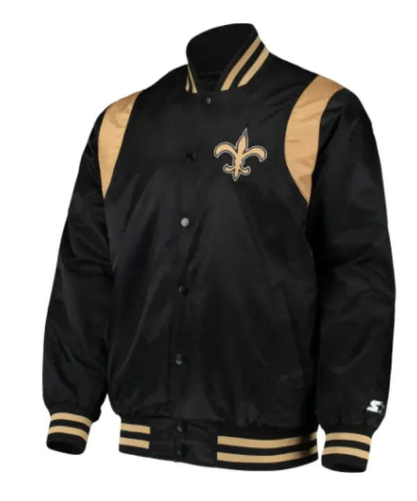 New Orleans Black Satin Varsity Jacket