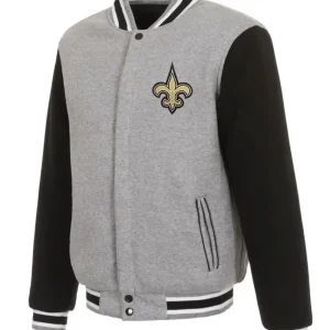 New Orleans Gray & Black Wool Varsity Jacket