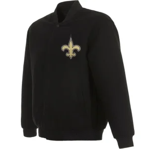 New Orleans Saints Black Wool Varsity Jacket