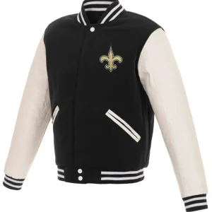 New Orleans Saints Faux Leather & Wool Jacket