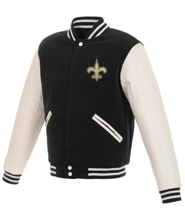 New Orleans Saints Faux Leather & Wool Jacket