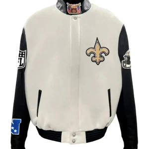 New Orleans Saints Official Logo Wool & Leather Jacket