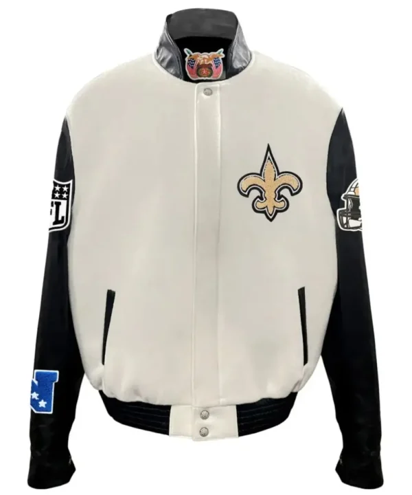 New Orleans Saints Official Logo Wool & Leather Jacket