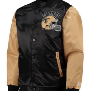 New Orleans Satin Black-Golden Varsity Jacket