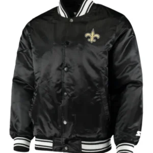 New Orleans Satin Black Varsity Jacket