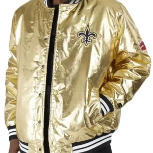 New Orleans Satin Golden Varsity Jacket