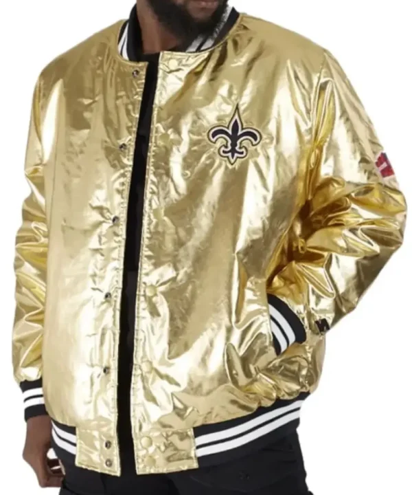 New Orleans Satin Golden Varsity Jacket