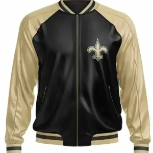 New Orleans Zipper Leather Varsity Jacket