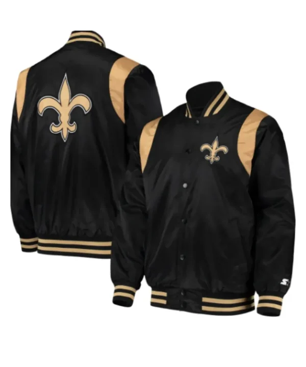 Orleans Black Satin Varsity Jacket