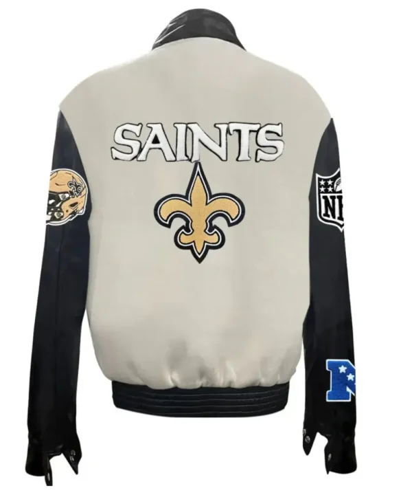 Orleans Saints Official Logo Wool & Leather Jacket