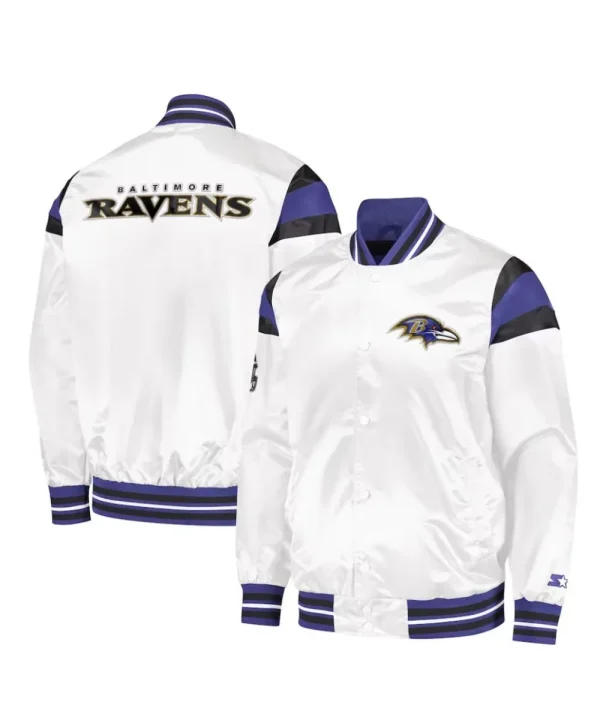 Ravens Full-Snap White Jacket