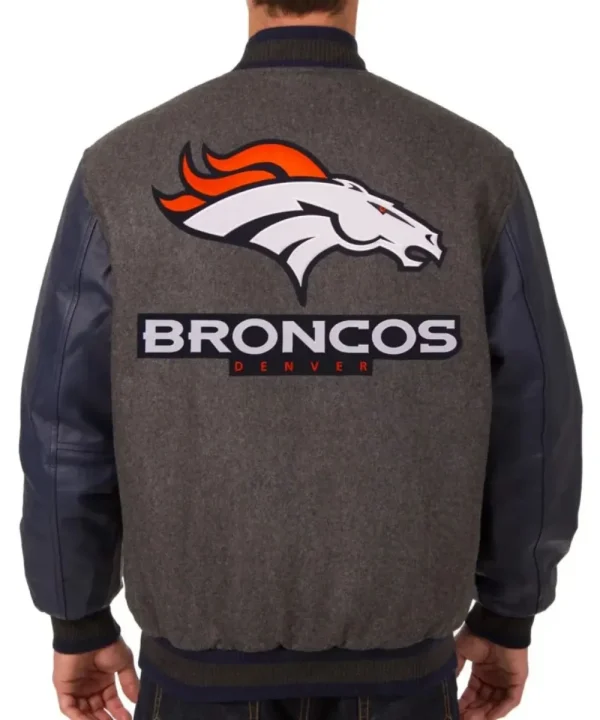 Vintage Denver Broncos Wool Leather Jacket