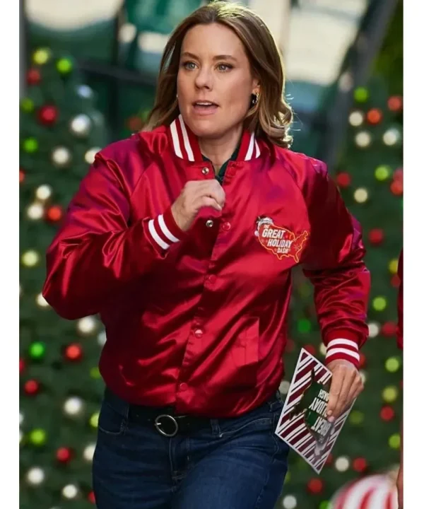 Jingle Bell Run 2024 Red Satin Varsity Jacket