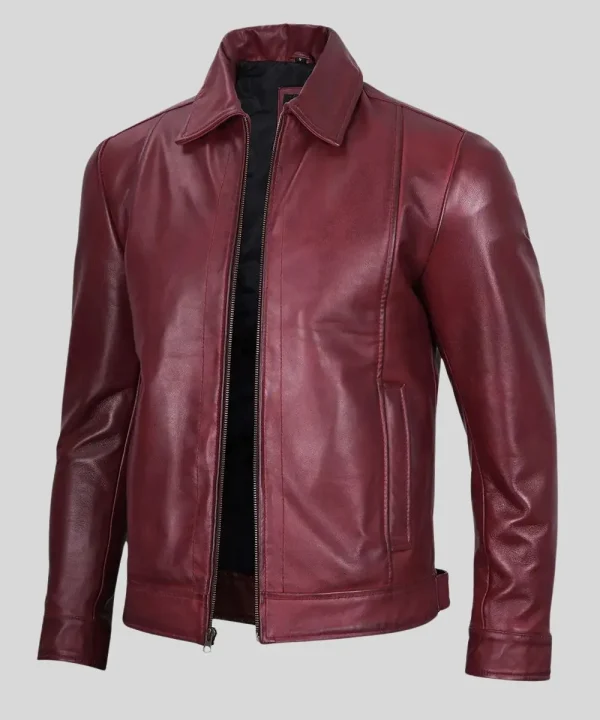 Burgundy Maroon Leather Jacket