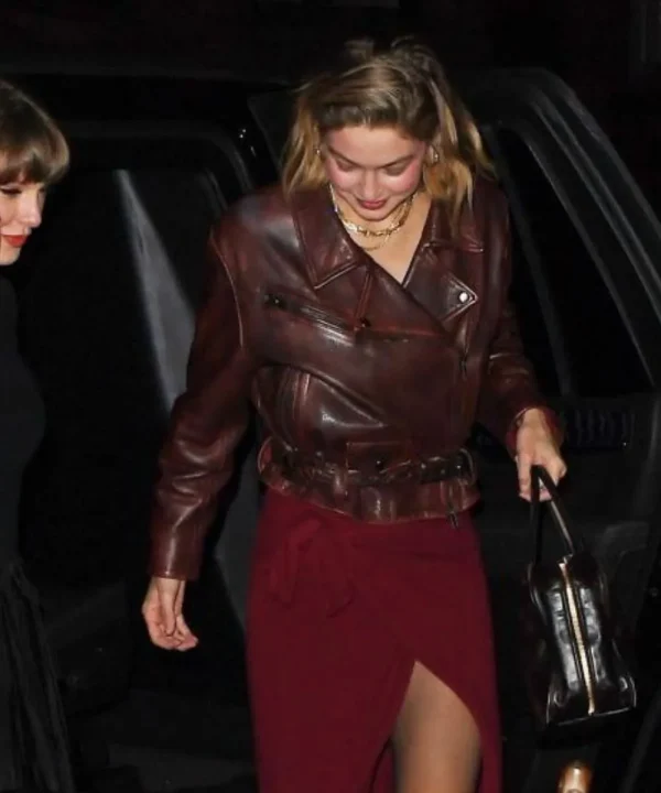 Gigi Hadid Brown Leather Jacket