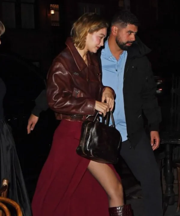 Gigi Hadid NYC Brown Leather Jacket