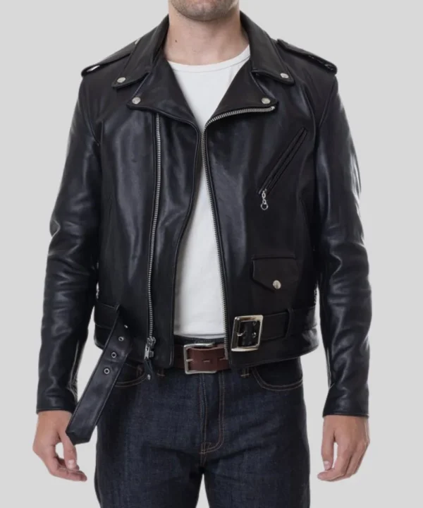 Mens Classic Leather Motorcycle Jacket