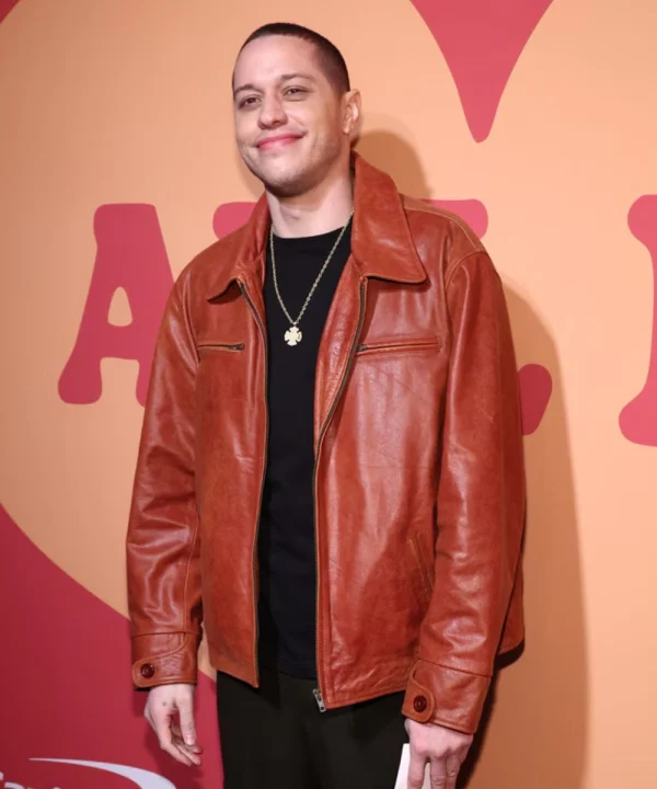 Brown Pete Davidson Leather Jacket