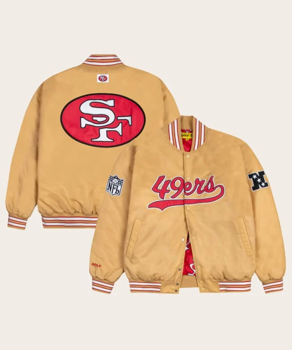 San Francisco 49ers GOLF WANG Satin Full Snap Bomber Jacket